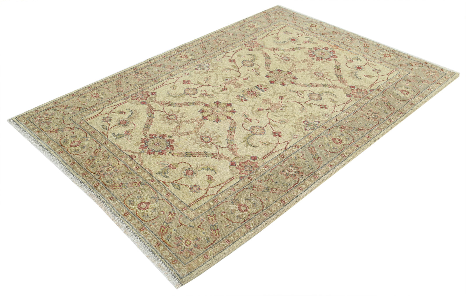 Hand Knotted Ziegler Wool Rug - 4'0'' x 5'9''