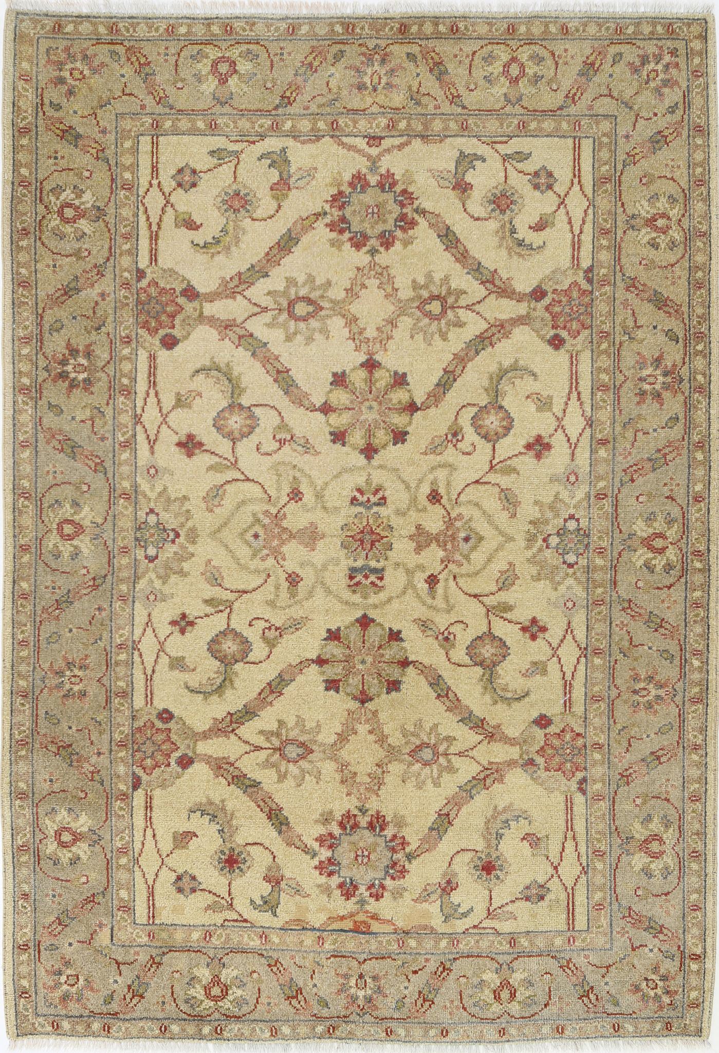 Hand Knotted Ziegler Wool Rug - 4'0'' x 5'9''