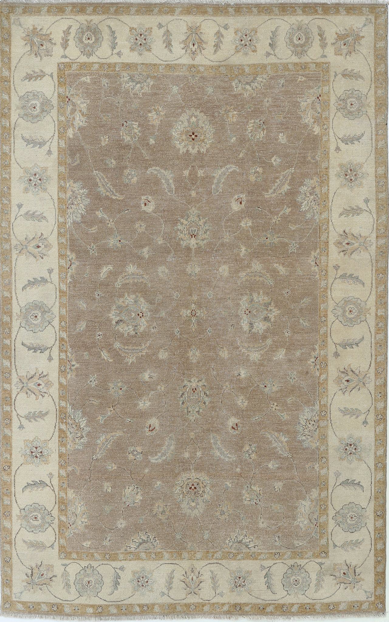Hand Knotted Ziegler Wool Rug - 5'1'' x 8'0''
