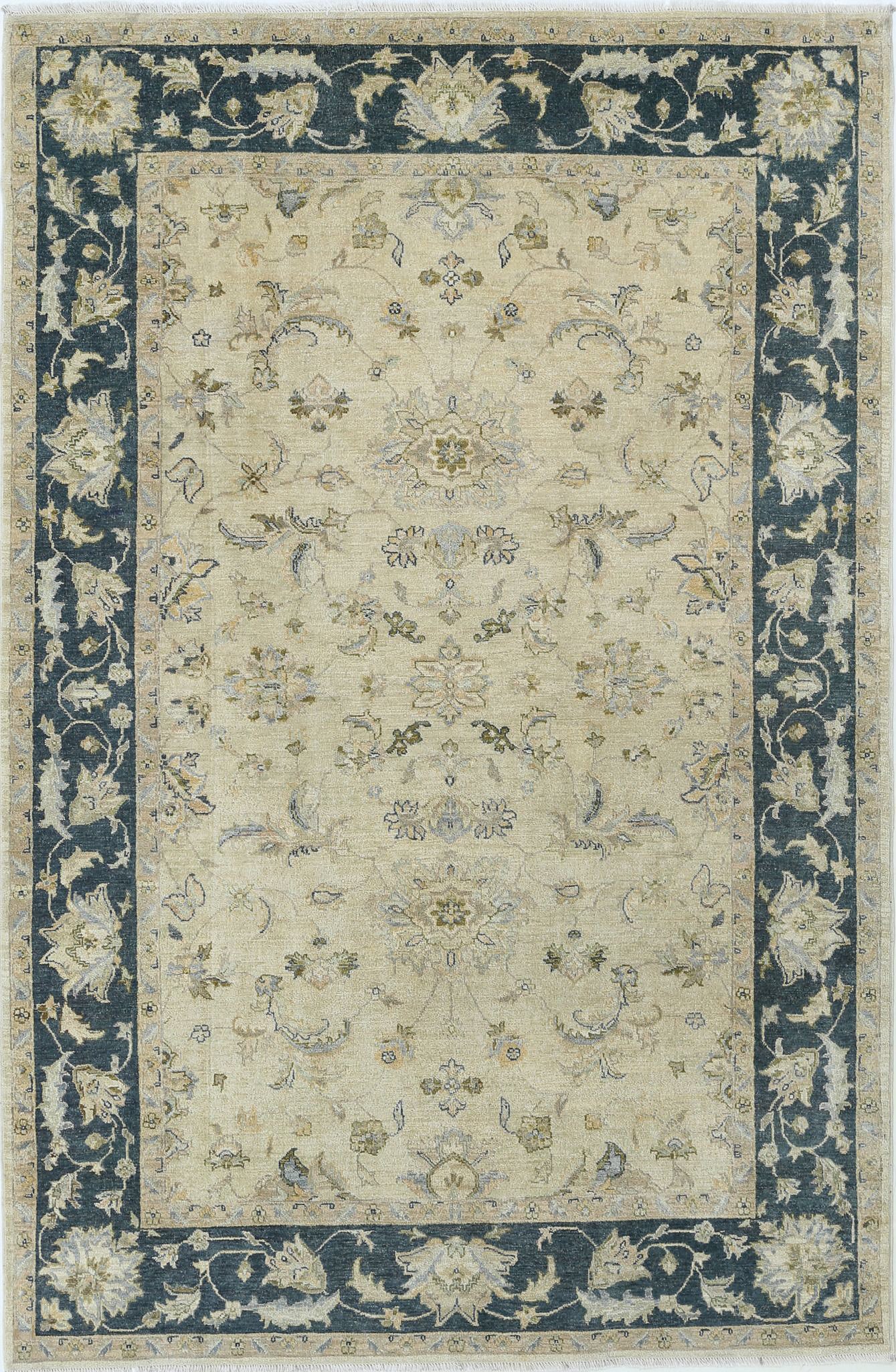 Hand Knotted Ziegler Wool Rug - 5'6'' x 8'4''