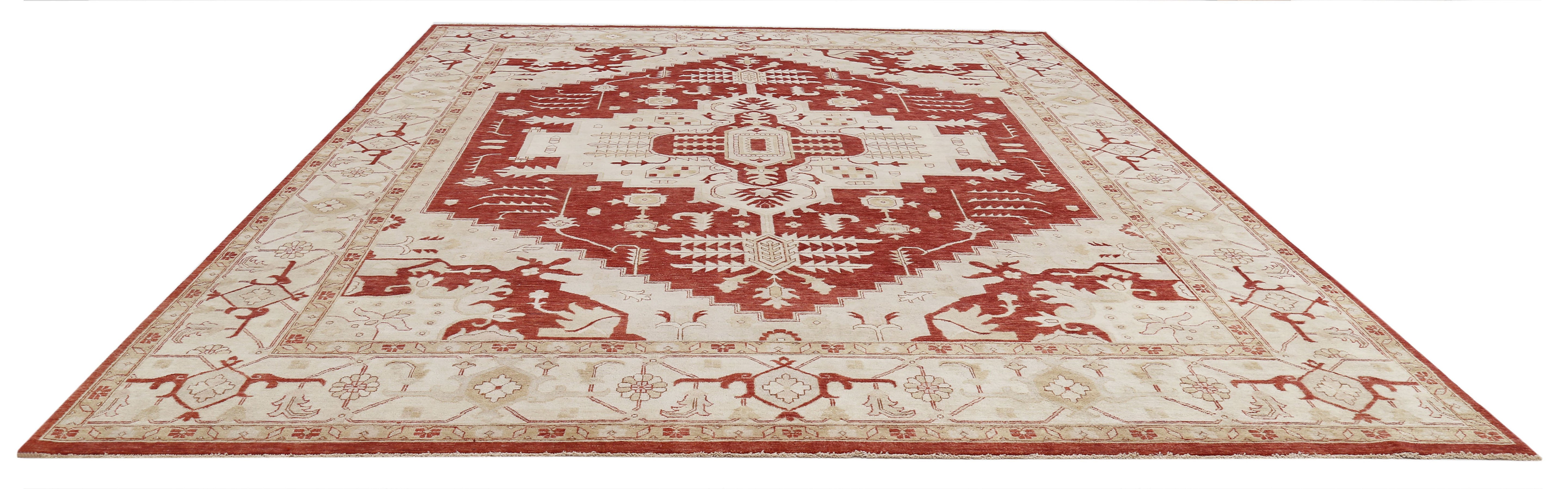 Hand Knotted Ziegler Wool Rug - 11'8'' x 14'11''