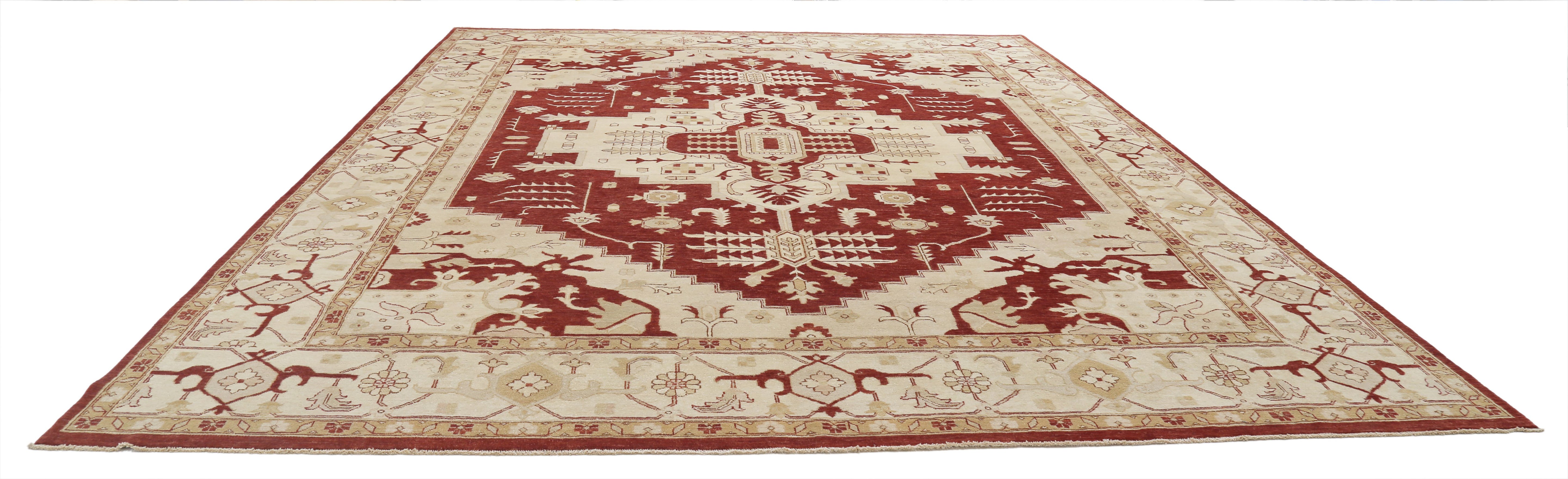 Hand Knotted Ziegler Wool Rug - 11'8'' x 14'11''