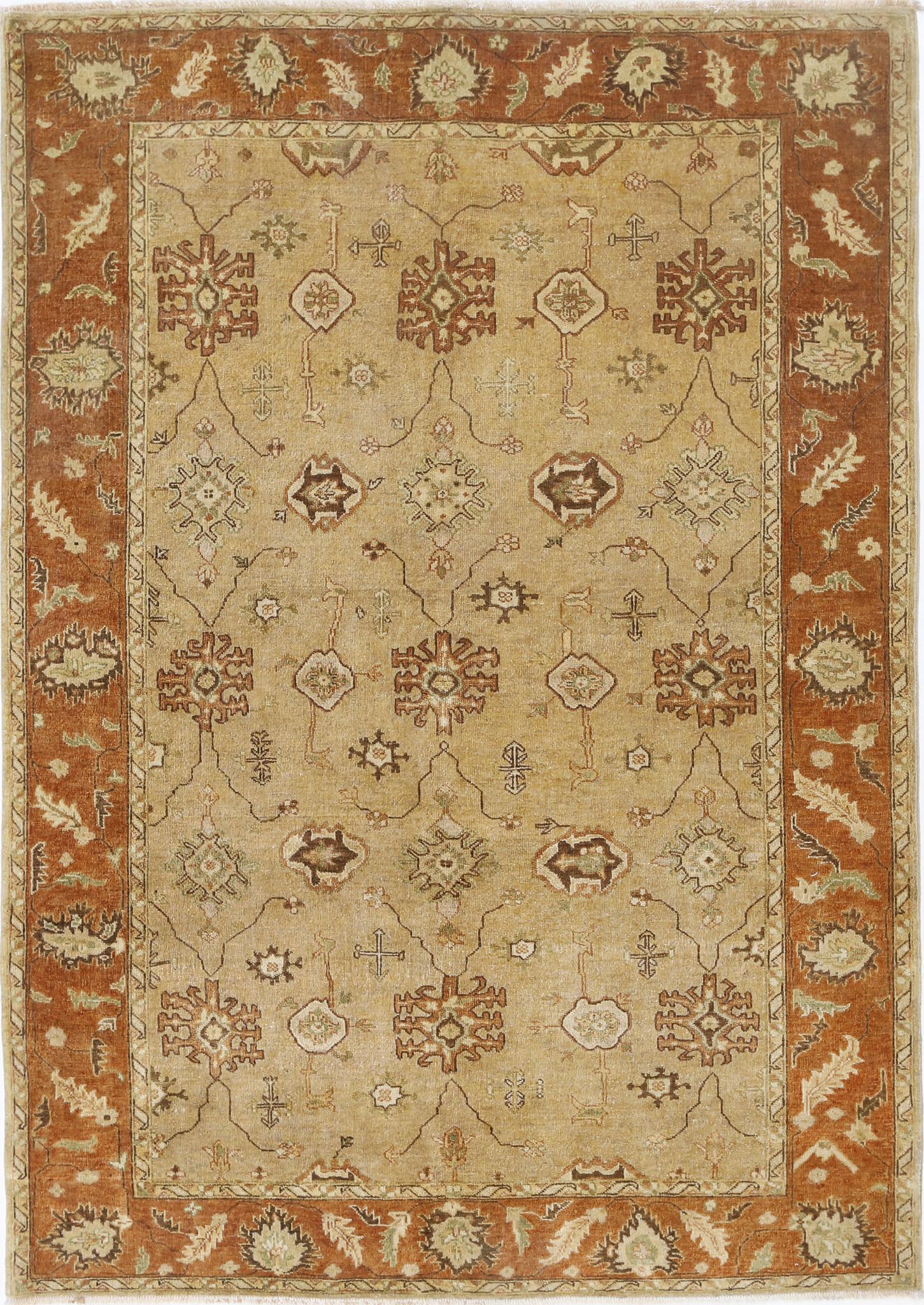 Hand Knotted Ziegler Wool Rug - 5'5'' x 7'5''