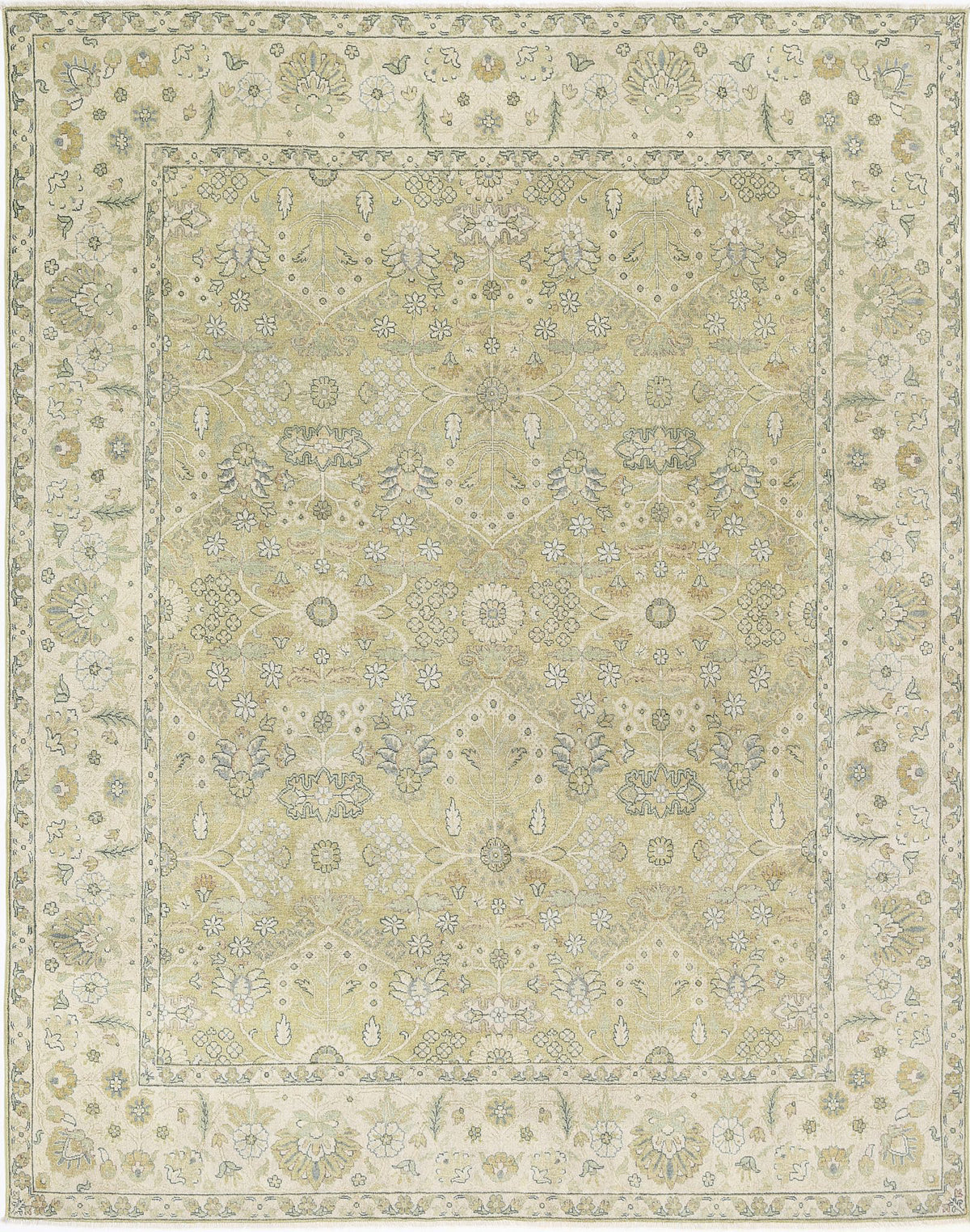 Hand Knotted Ziegler Wool Rug - 7&#39;9&#39;&#39; x 9&#39;9&#39;&#39;