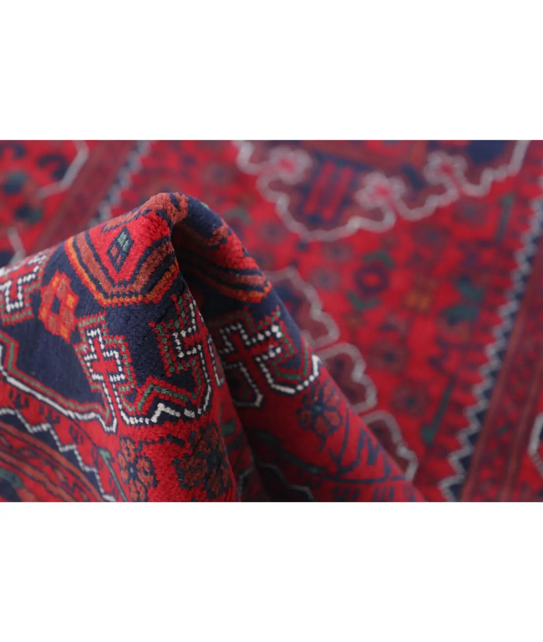 Hand Knotted Afghan Khamyab Wool Rug - 2'6'' x 10'0''