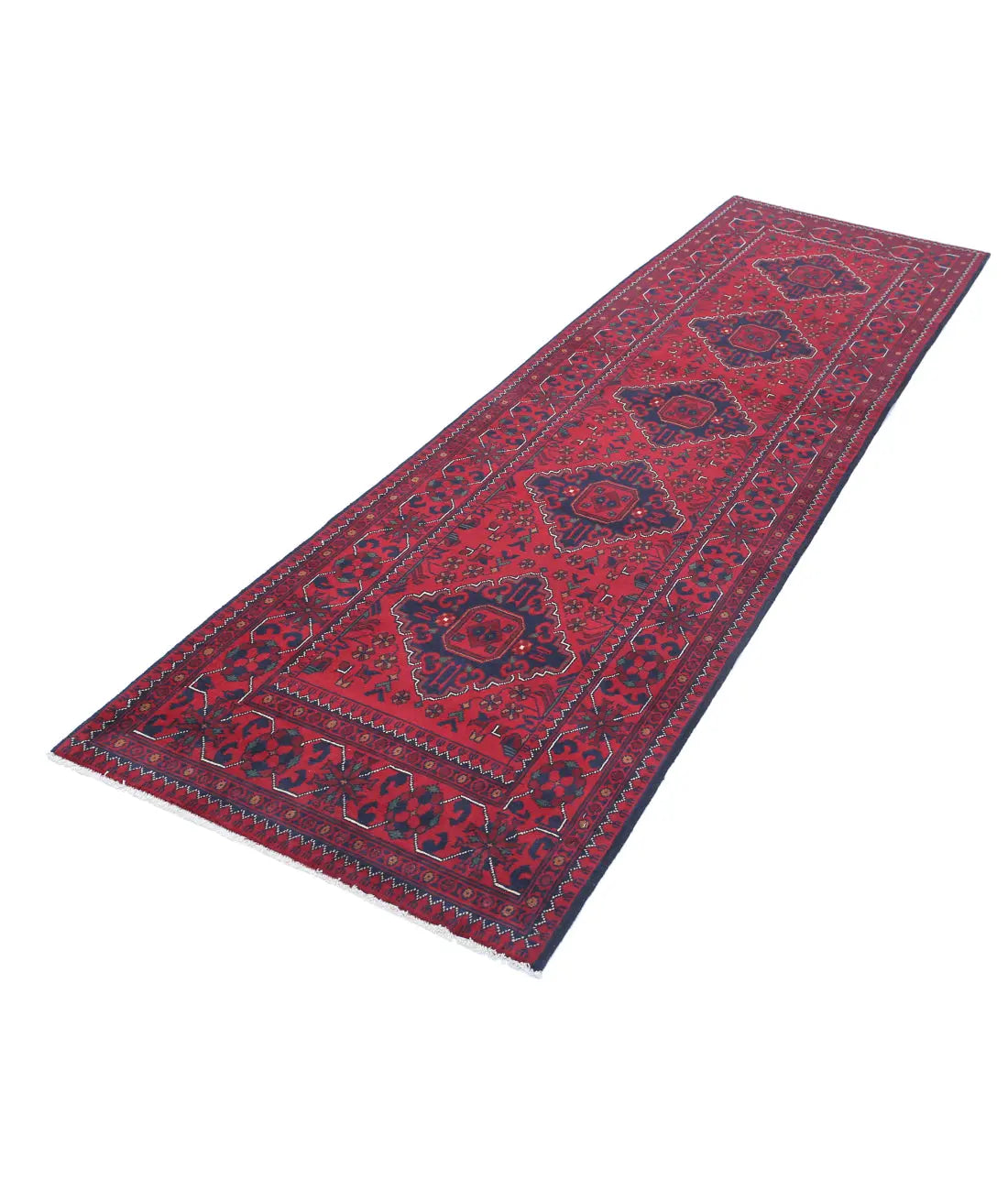 Alfombra de lana Khamyab afgana anudada a mano - 2'8'' x 9'3''