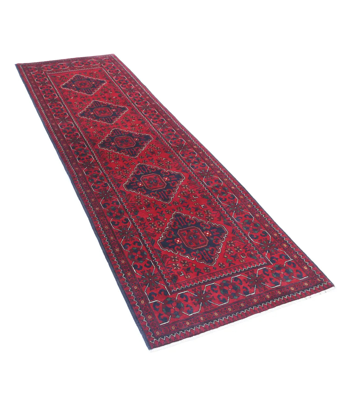 Alfombra de lana Khamyab afgana anudada a mano - 2'8'' x 9'3''