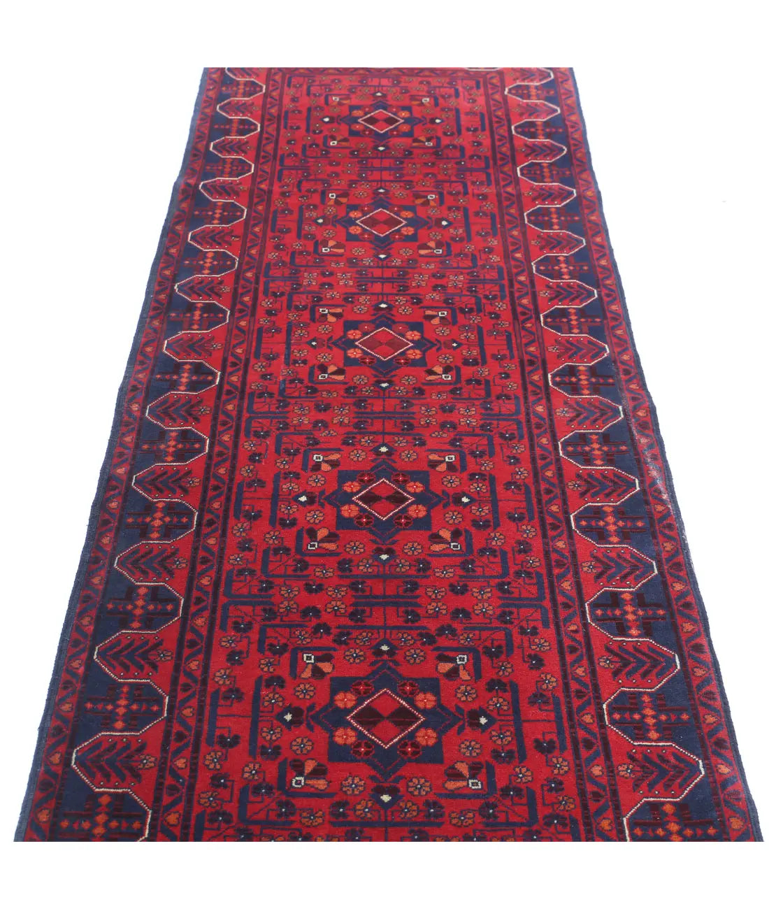 Alfombra de lana Khamyab afgana anudada a mano - 2'8'' x 9'6''