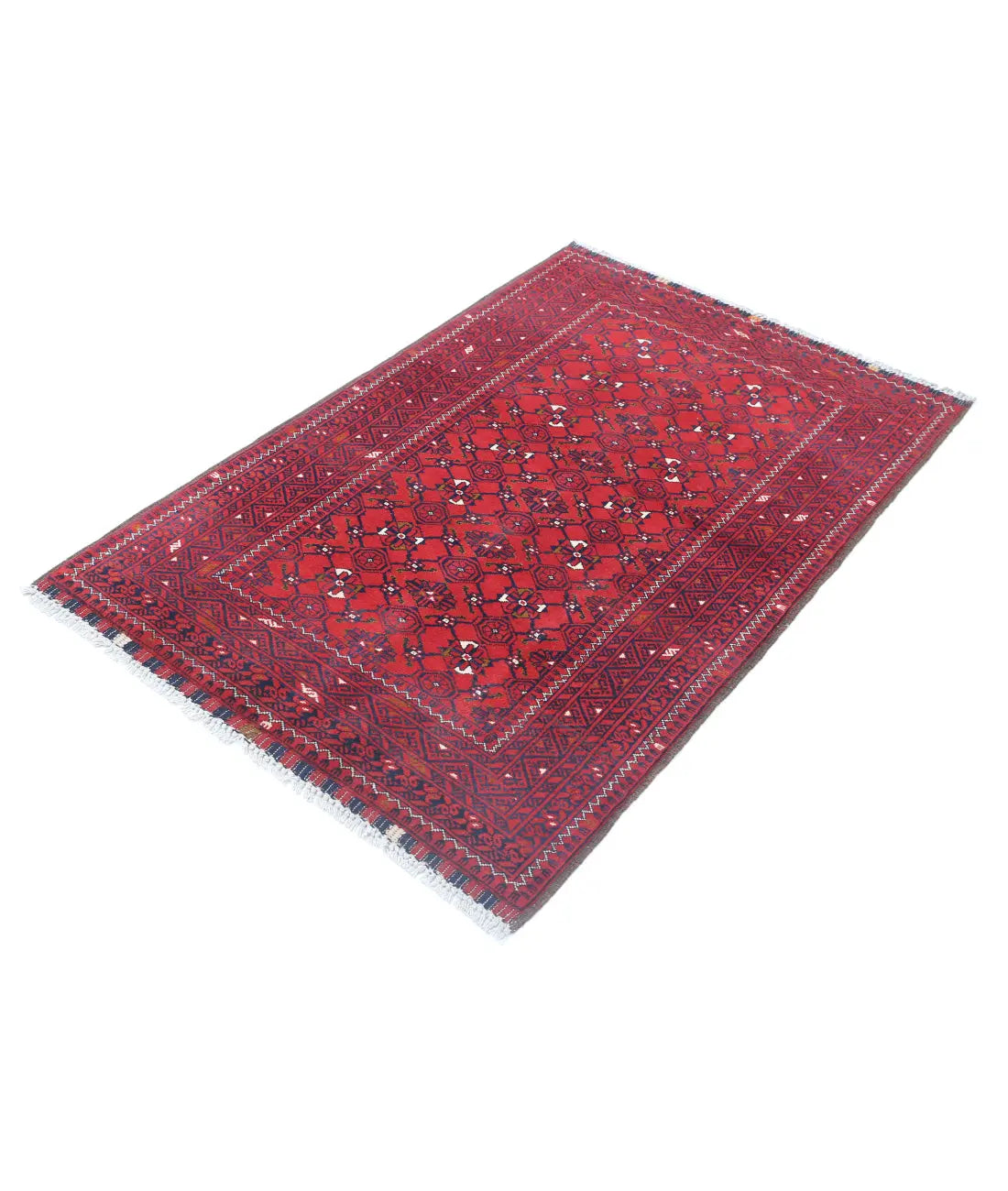 Hand Knotted Afghan Khamyab Wool Rug - 3'1'' x 4'9''