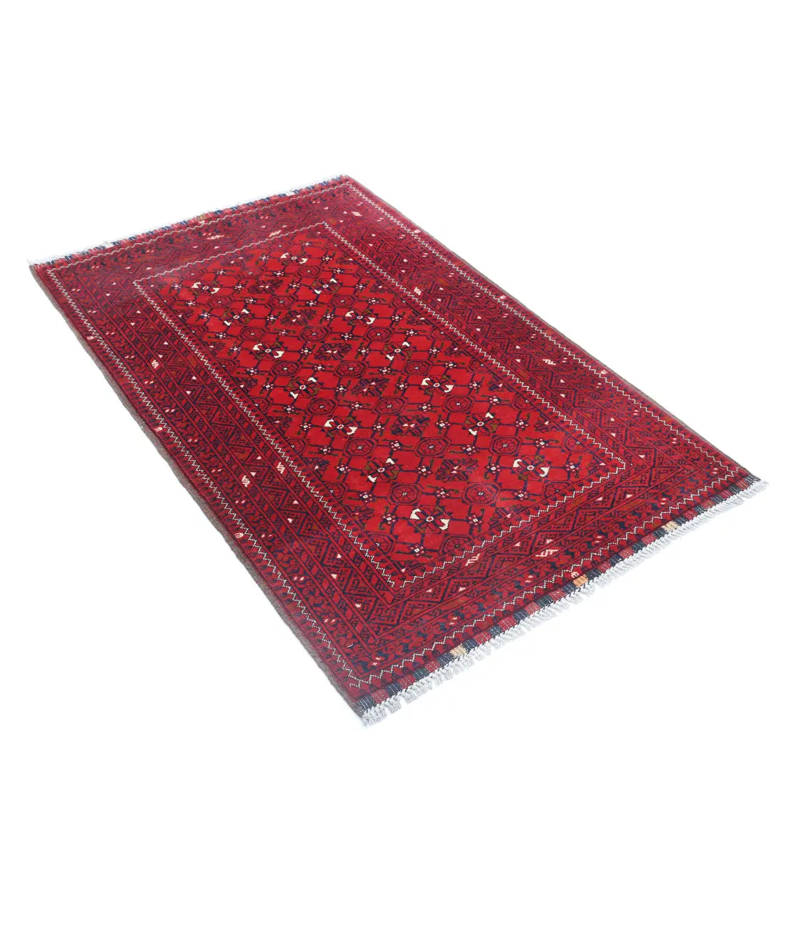 Hand Knotted Afghan Khamyab Wool Rug - 3'1'' x 4'9''