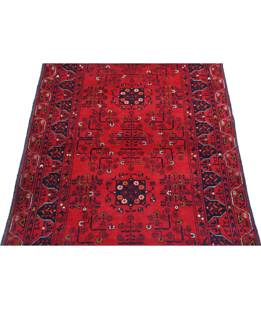 Hand Knotted Afghan Khamyab Wool Rug - 3'3'' x 4'9''