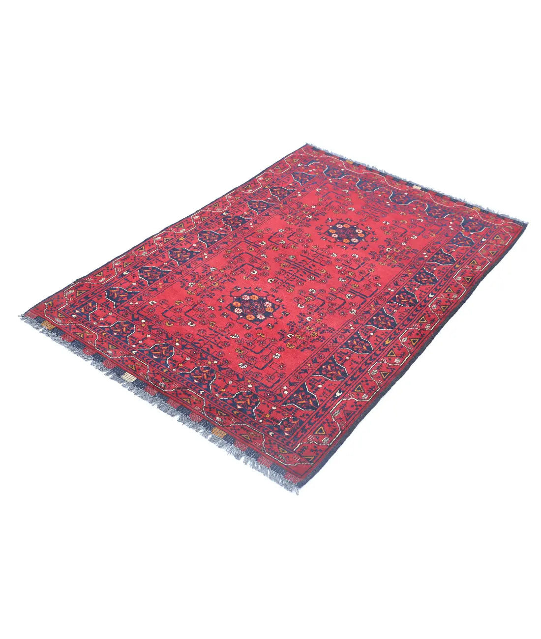 Hand Knotted Afghan Khamyab Wool Rug - 3'3'' x 4'9''