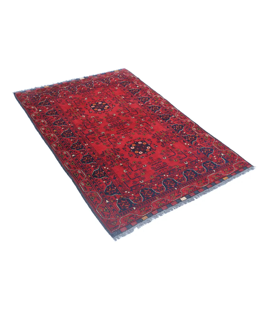 Hand Knotted Afghan Khamyab Wool Rug - 3'3'' x 4'9''