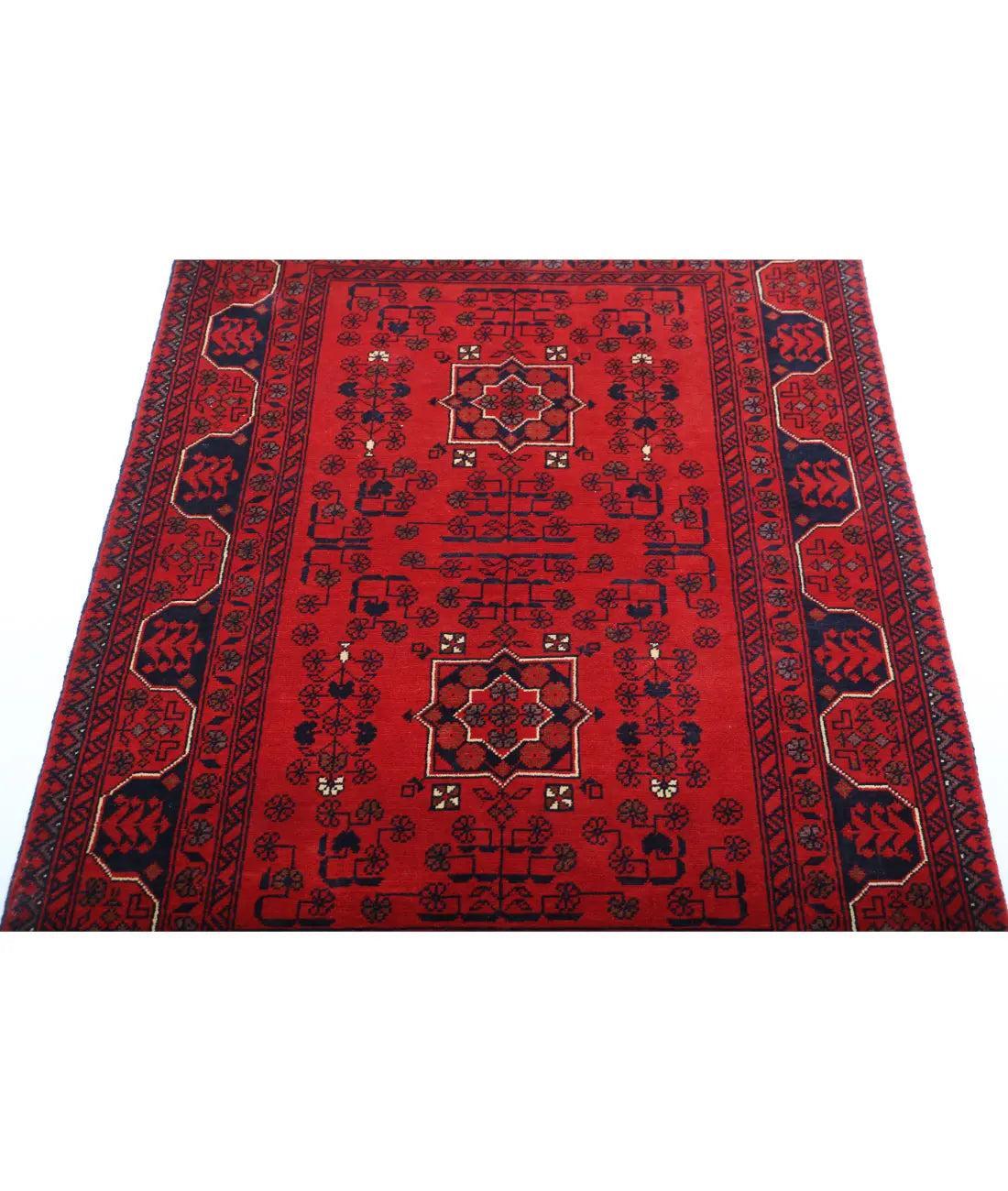 Hand Knotted Afghan Khamyab Wool Rug - 3'4'' x 4'8''