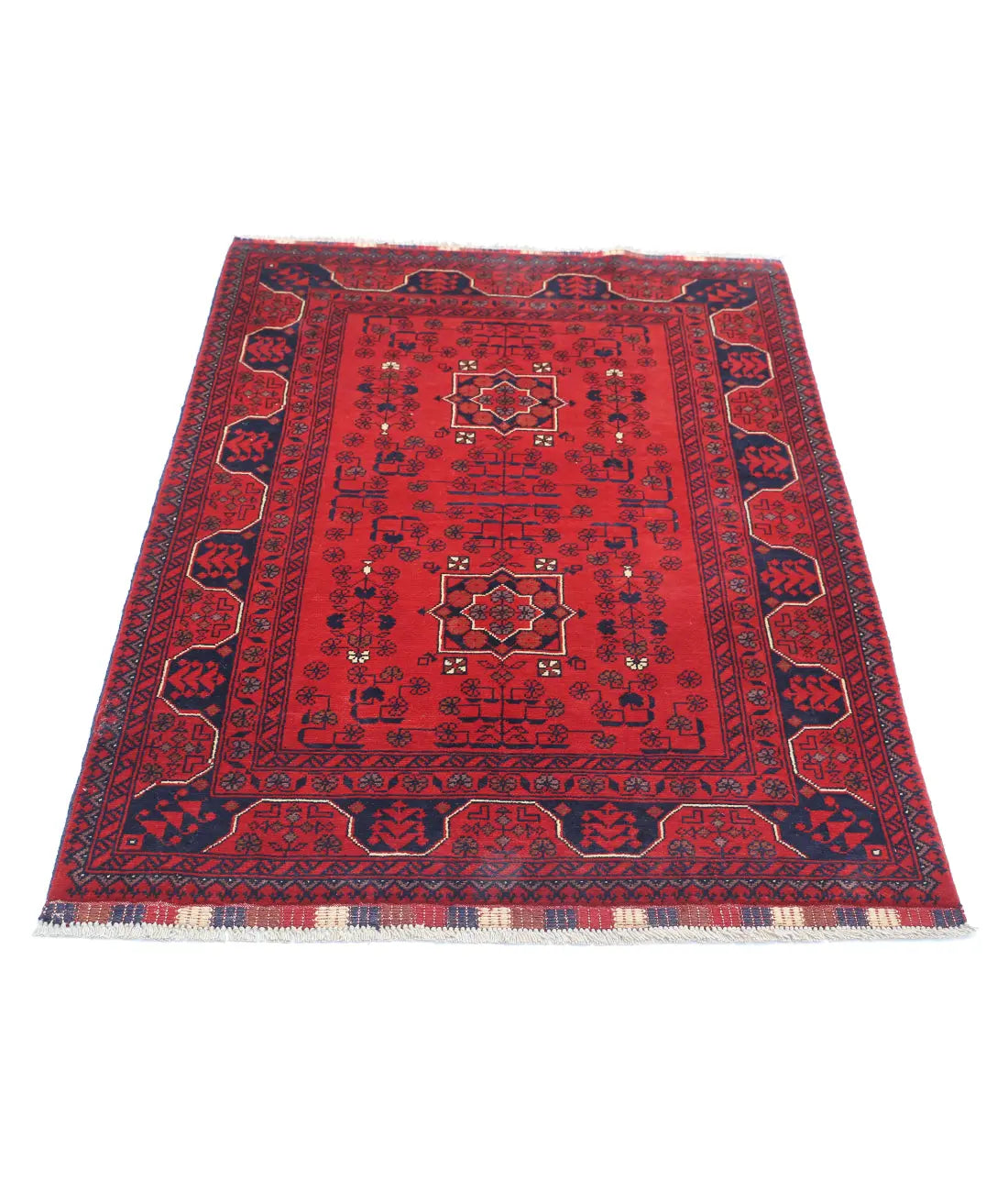 Hand Knotted Afghan Khamyab Wool Rug - 3'4'' x 4'8''