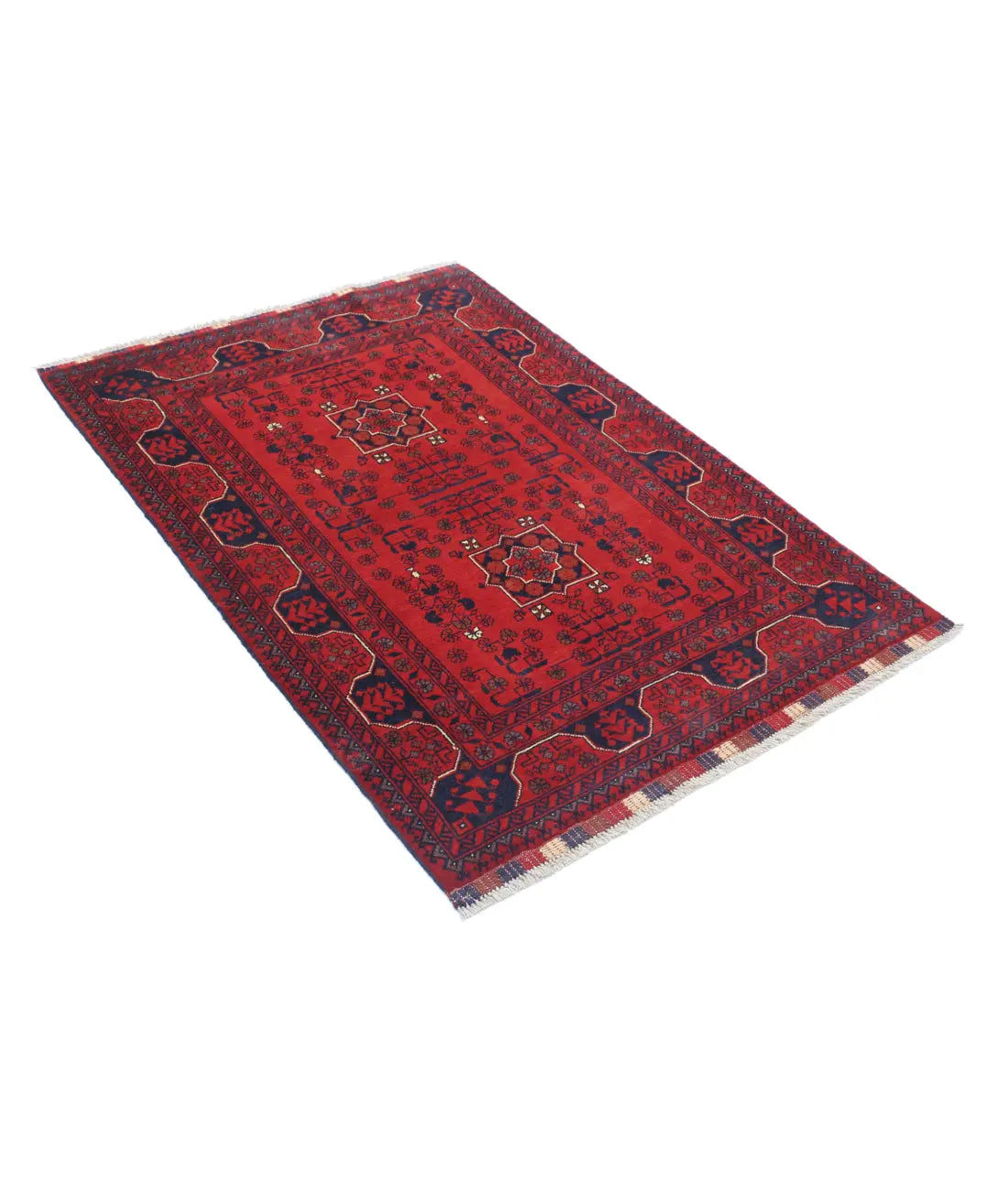 Hand Knotted Afghan Khamyab Wool Rug - 3'4'' x 4'8''