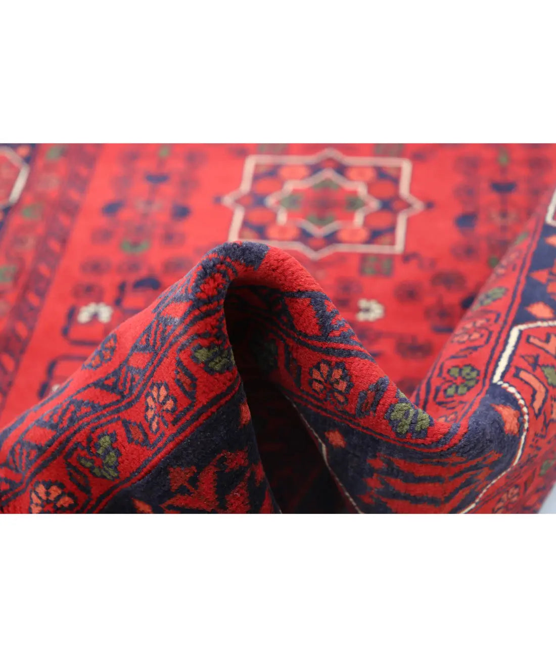 Hand Knotted Afghan Khamyab Wool Rug - 3'4'' x 4'9''