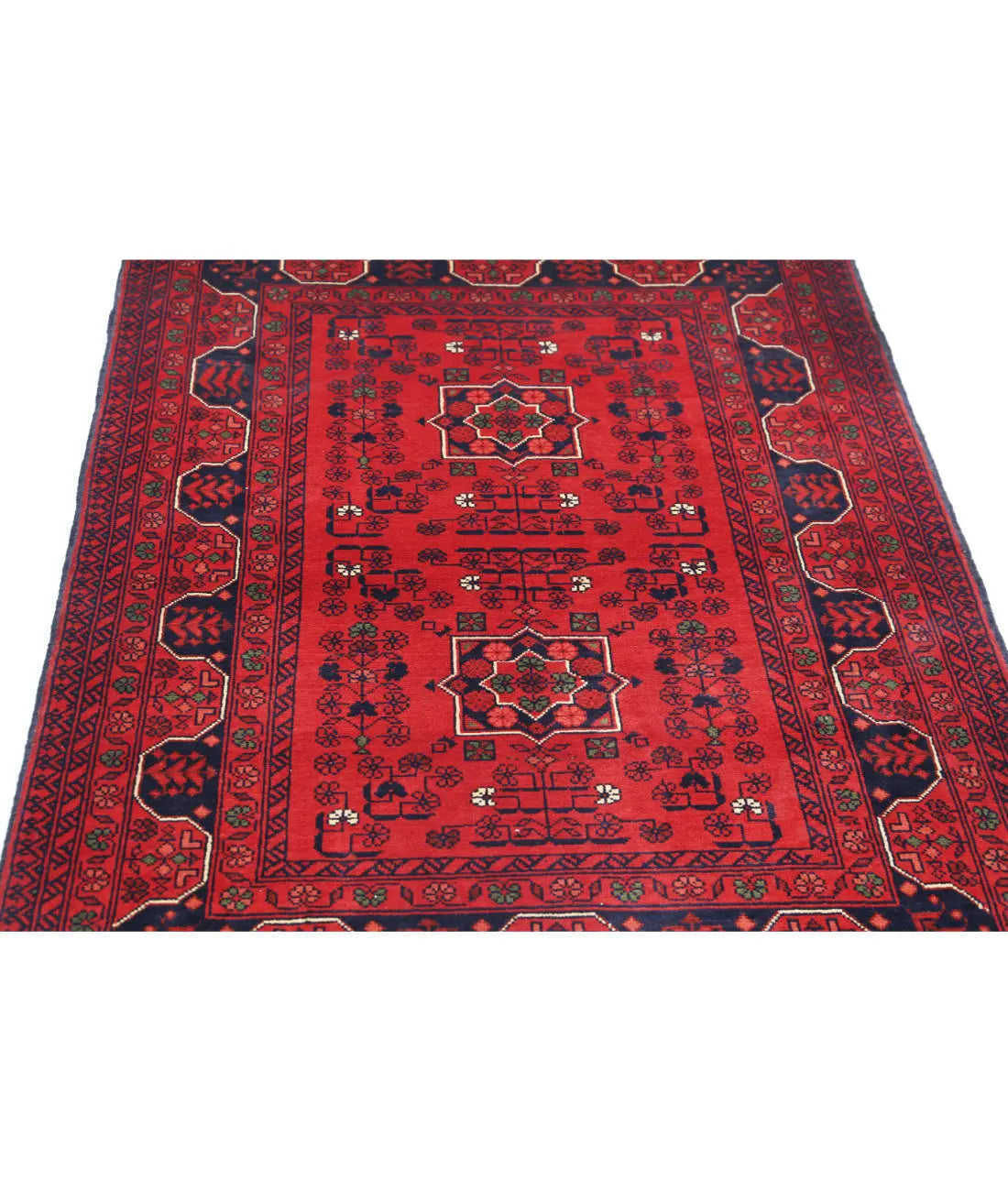 Hand Knotted Afghan Khamyab Wool Rug - 3'4'' x 4'9''