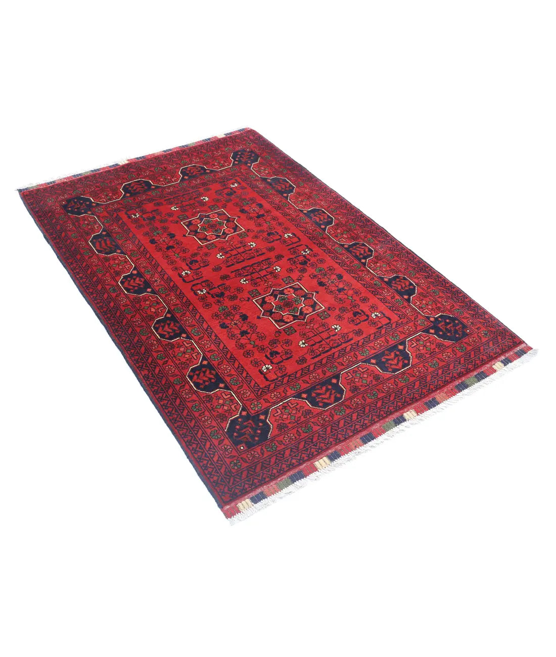 Hand Knotted Afghan Khamyab Wool Rug - 3'4'' x 4'9''