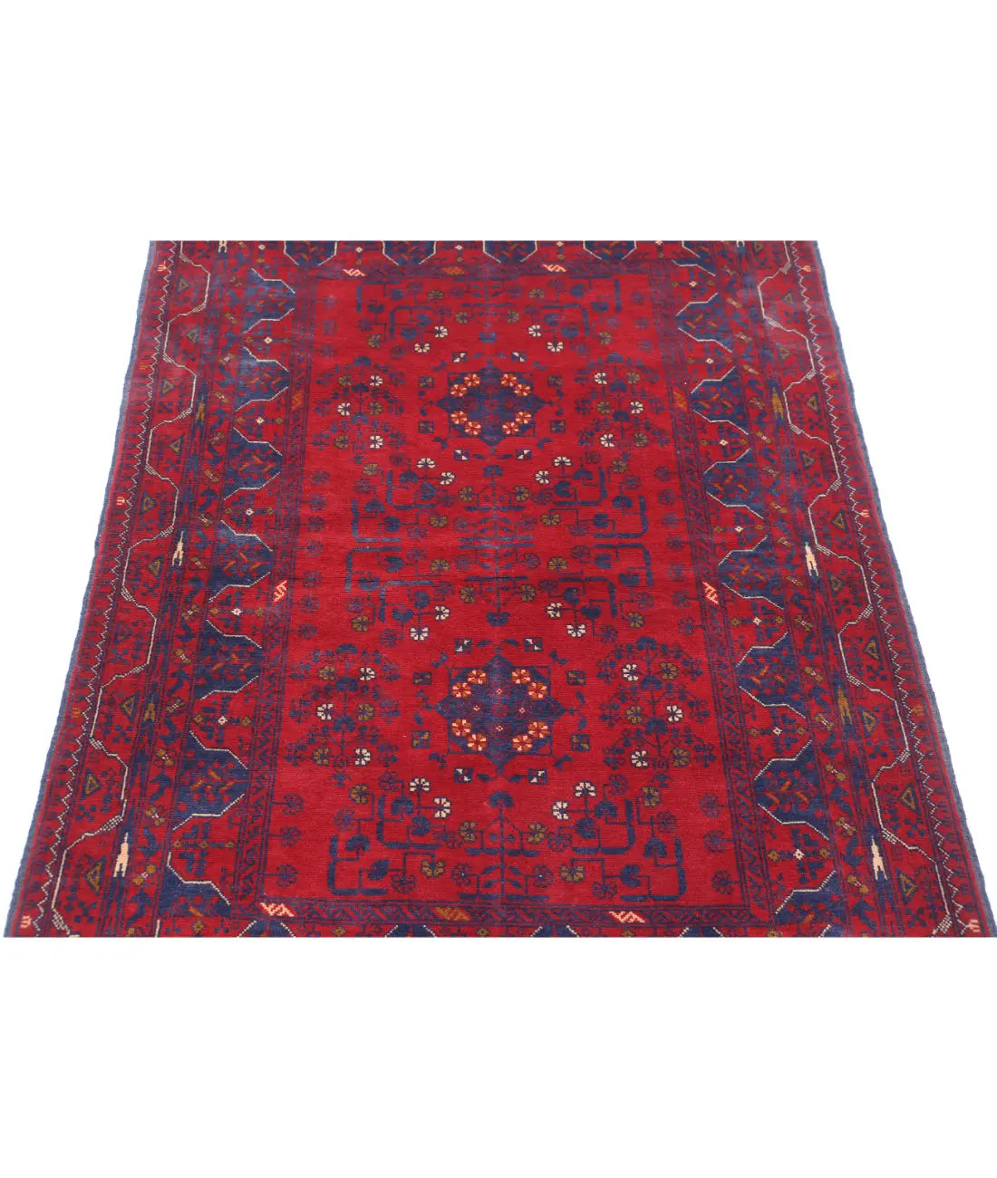 Hand Knotted Afghan Khamyab Wool Rug - 3'4'' x 4'9''