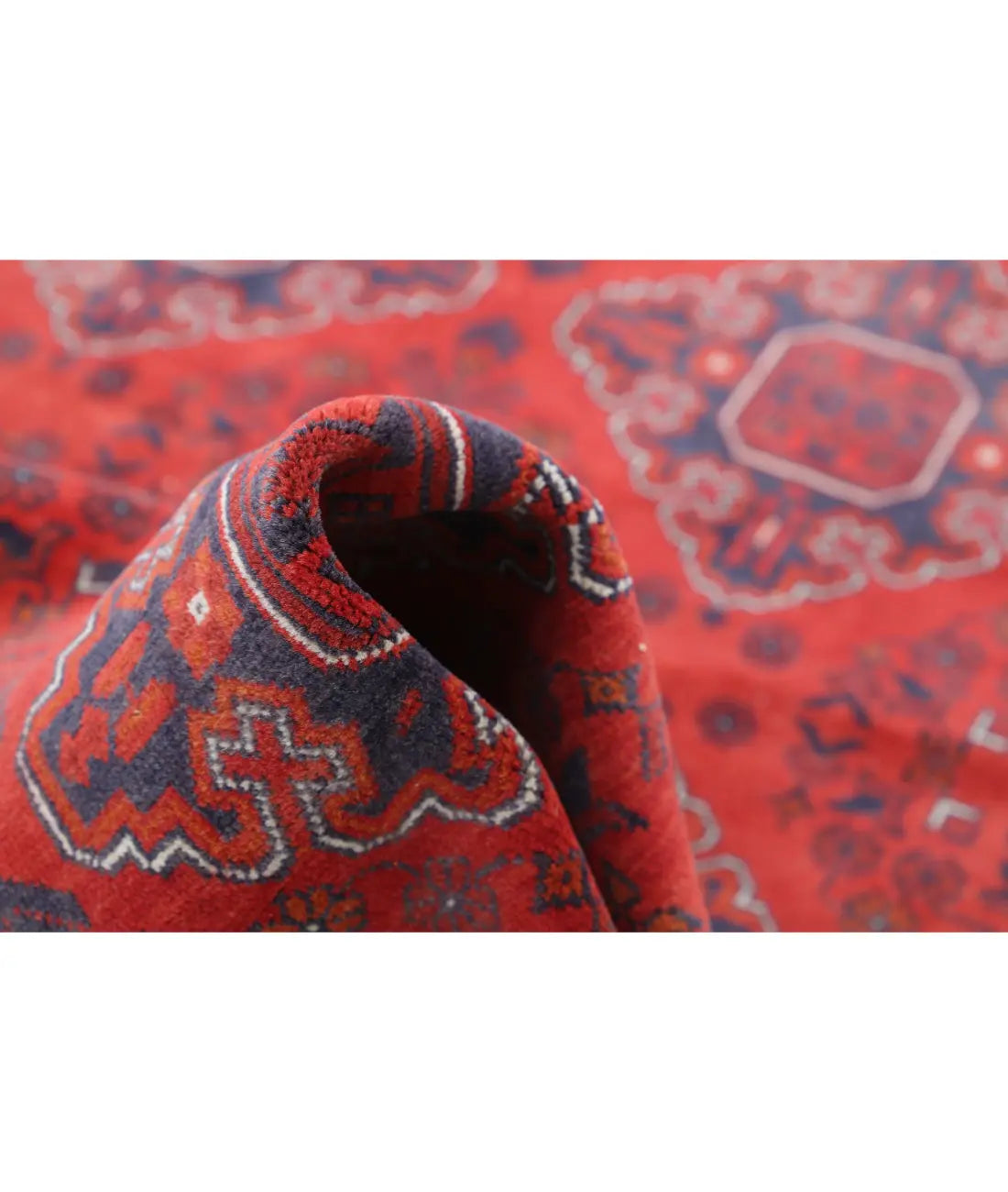 Tapis afghan en laine Khamyab noué à la main - 4'2'' x 16'0''