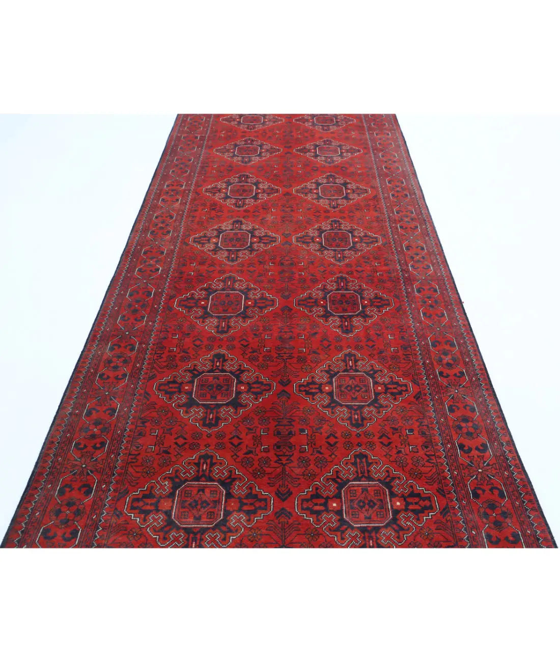 Tapis afghan en laine Khamyab noué à la main - 4'2'' x 16'0''