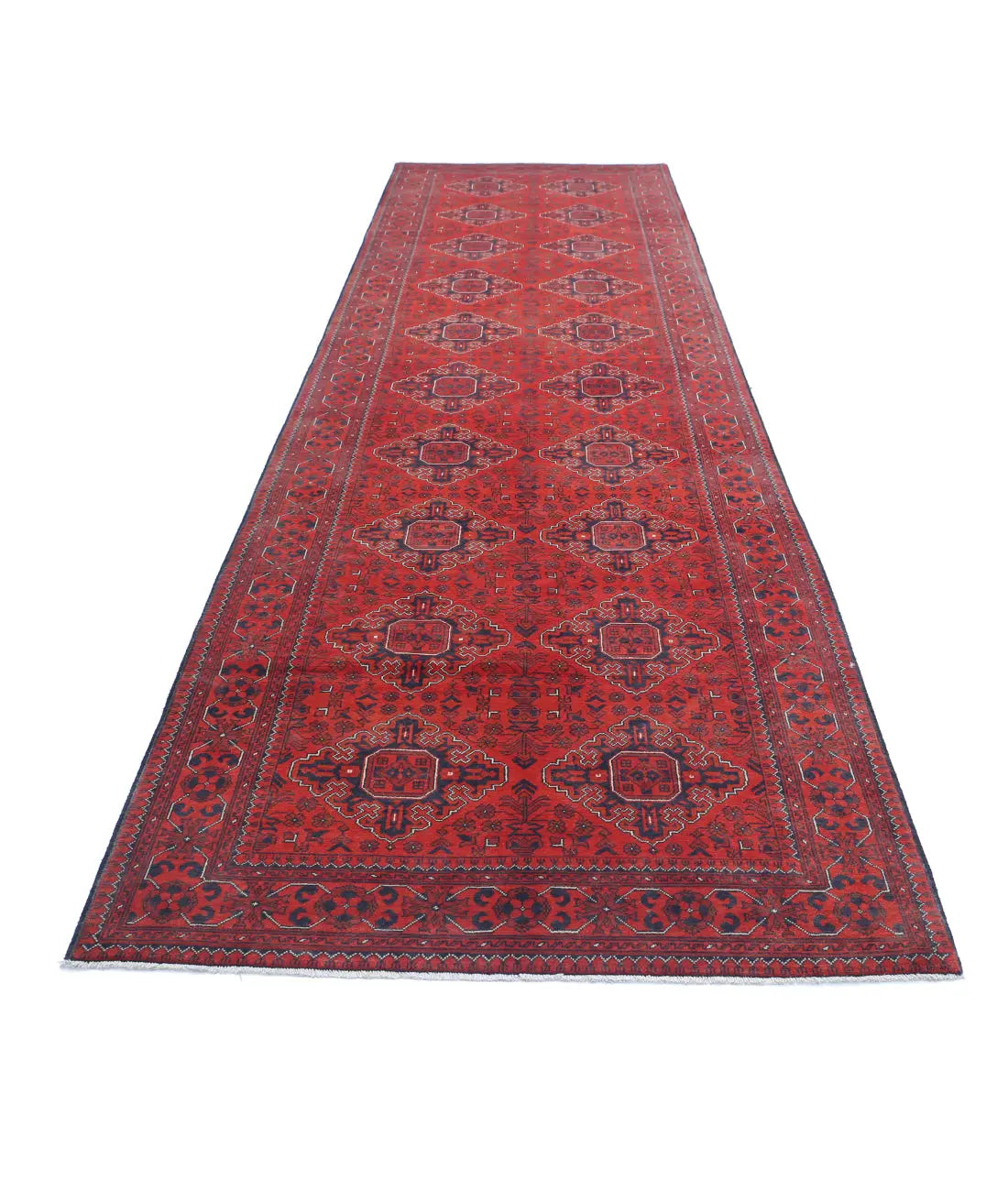 Tapis afghan en laine Khamyab noué à la main - 4'2'' x 16'0''