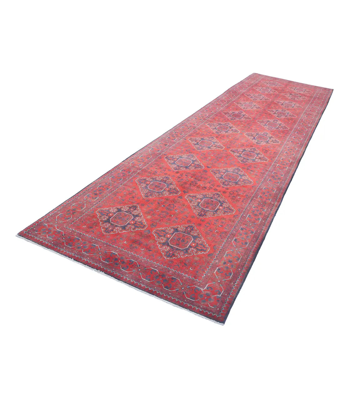Tapis afghan en laine Khamyab noué à la main - 4'2'' x 16'0''