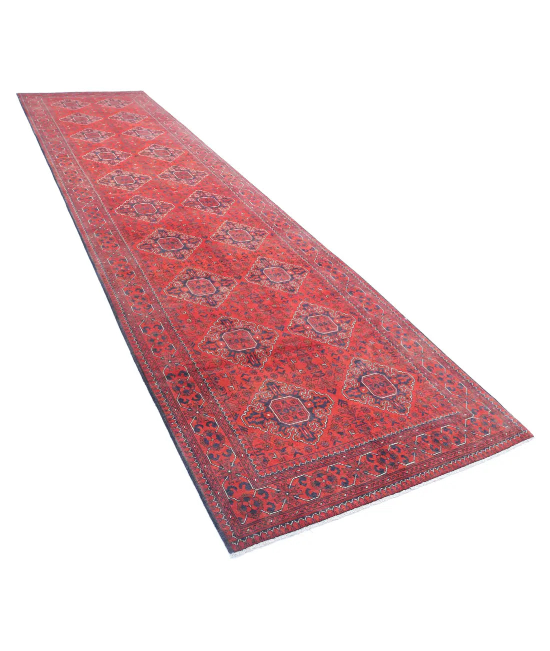 Tapis afghan en laine Khamyab noué à la main - 4'2'' x 16'0''