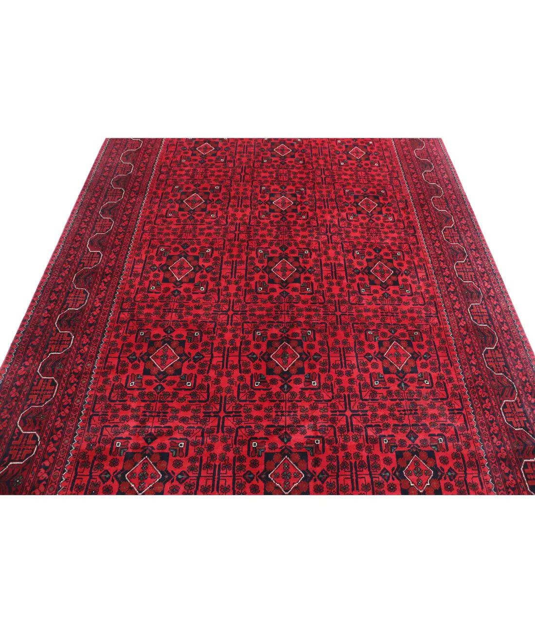 Tapis afghan en laine Khamyab noué à la main - 6'6'' x 9'5''