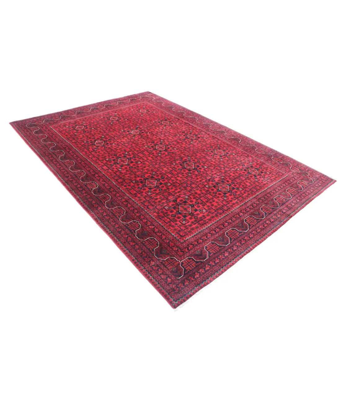 Tapis afghan en laine Khamyab noué à la main - 6'6'' x 9'5''