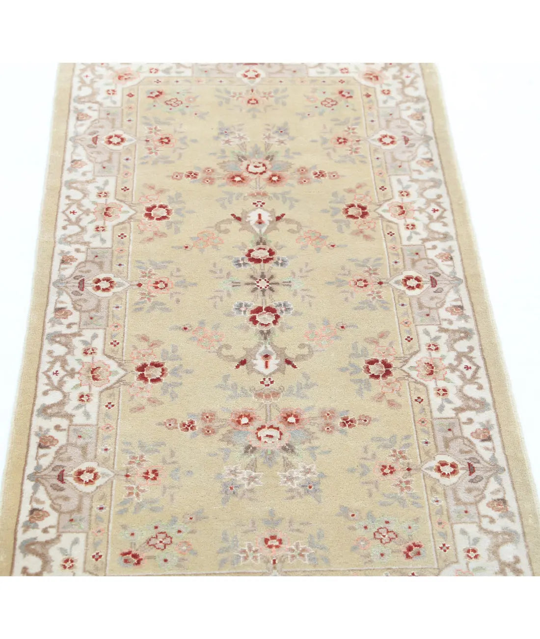 Hand Knotted Agra Kashan Wool Rug - 2'0'' x 4'2''