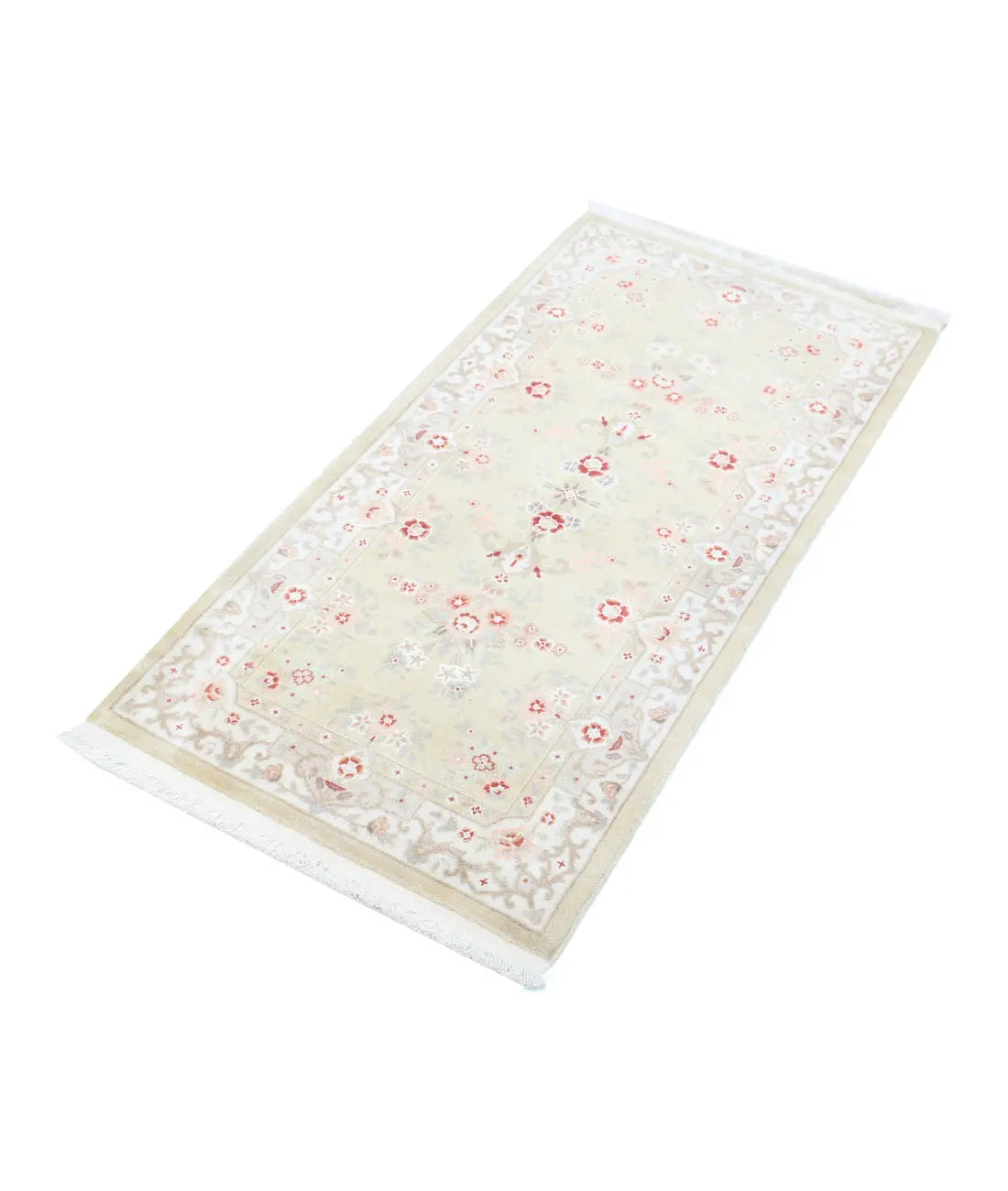 Hand Knotted Agra Kashan Wool Rug - 2'0'' x 4'2''