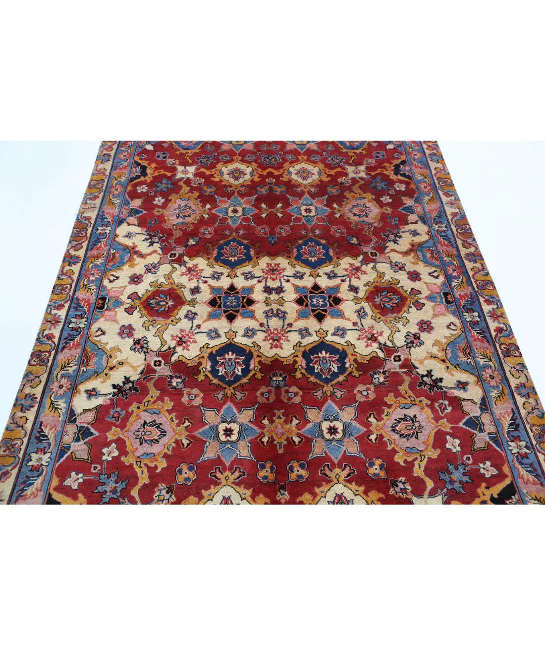 Hand Knotted Agra Wool Rug - 5'0'' x 7'0''