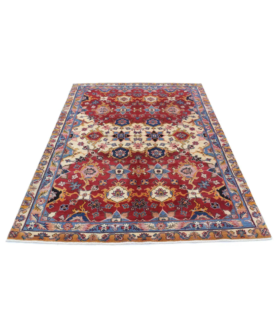 Hand Knotted Agra Wool Rug - 5'0'' x 7'0''