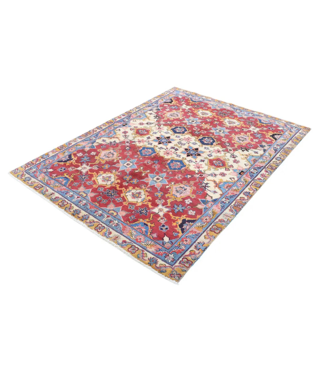 Hand Knotted Agra Wool Rug - 5'0'' x 7'0''