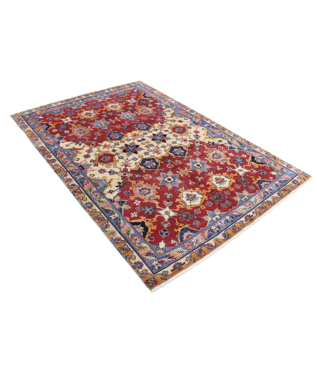 Hand Knotted Agra Wool Rug - 5'0'' x 7'0''