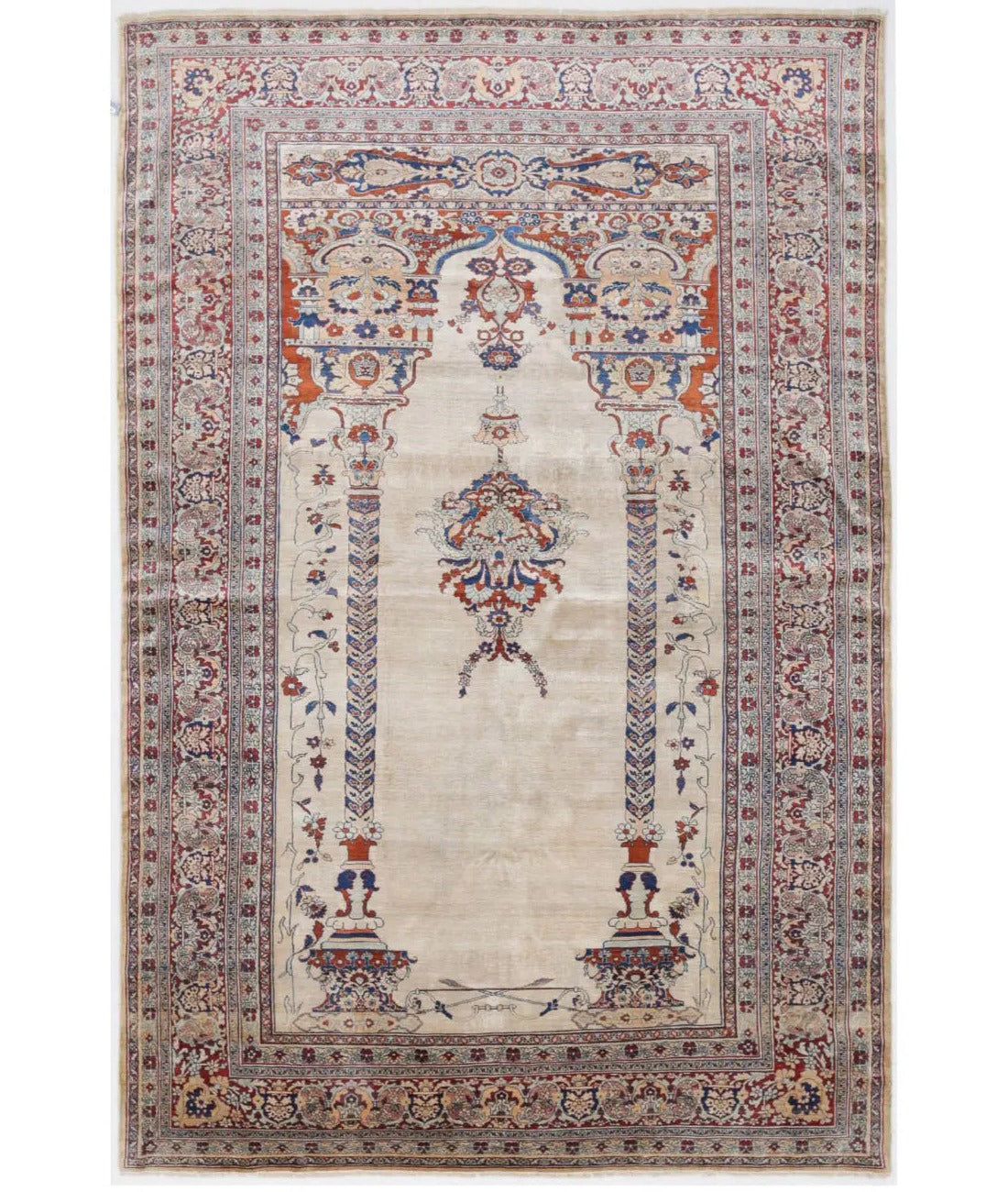 Hand Knotted Antique Masterpiece Oriental Haji Jalili Silk Rug - 4'2'' x 6'5''