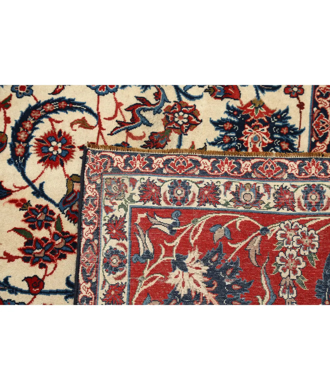 Hand Knotted Antique Masterpiece Oriental Isfahan Wool Rug - 7'4'' x 11'1''