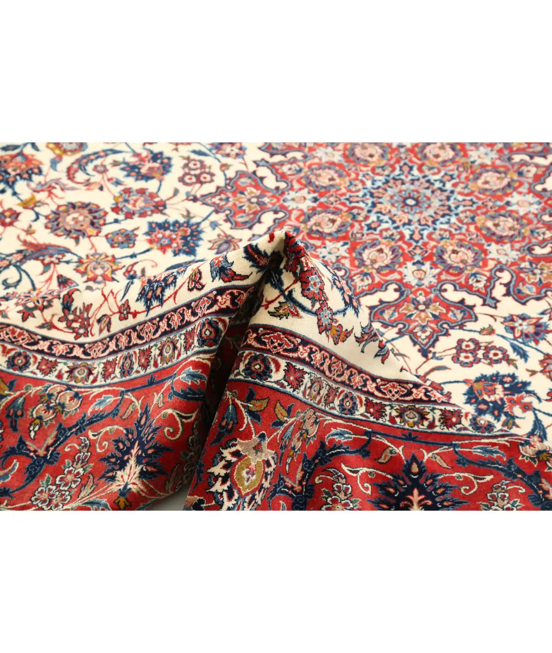 Hand Knotted Antique Masterpiece Persian Isfahan Wool Rug - 7'4'' x 11'1'' - Arteverk Rugs Area rug