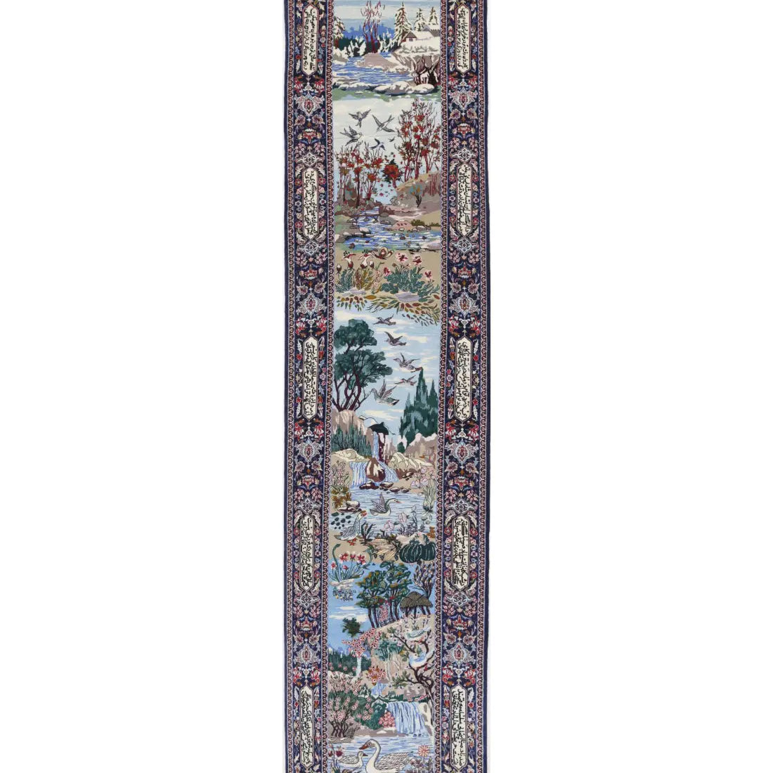 Alfombra persa de lana y seda de Isfahán, obra maestra antigua anudada a mano - 2'5'' x 11'3''