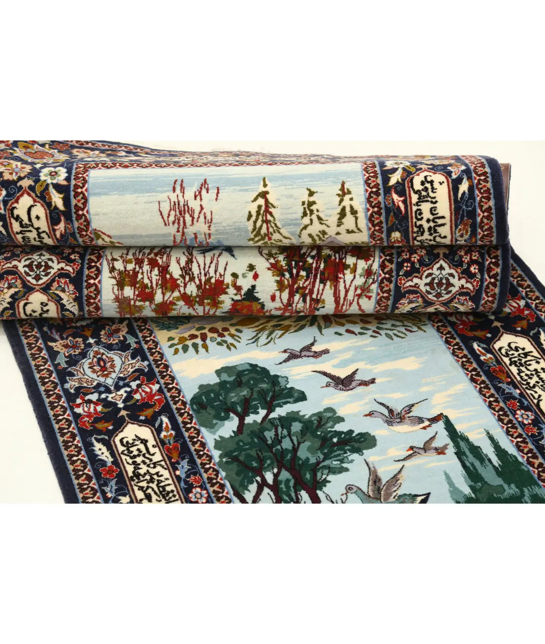 Hand Knotted Antique Masterpiece Persian Isfahan Wool & Silk Rug - 2'5'' x 11'3'' - Arteverk Rugs Area rug