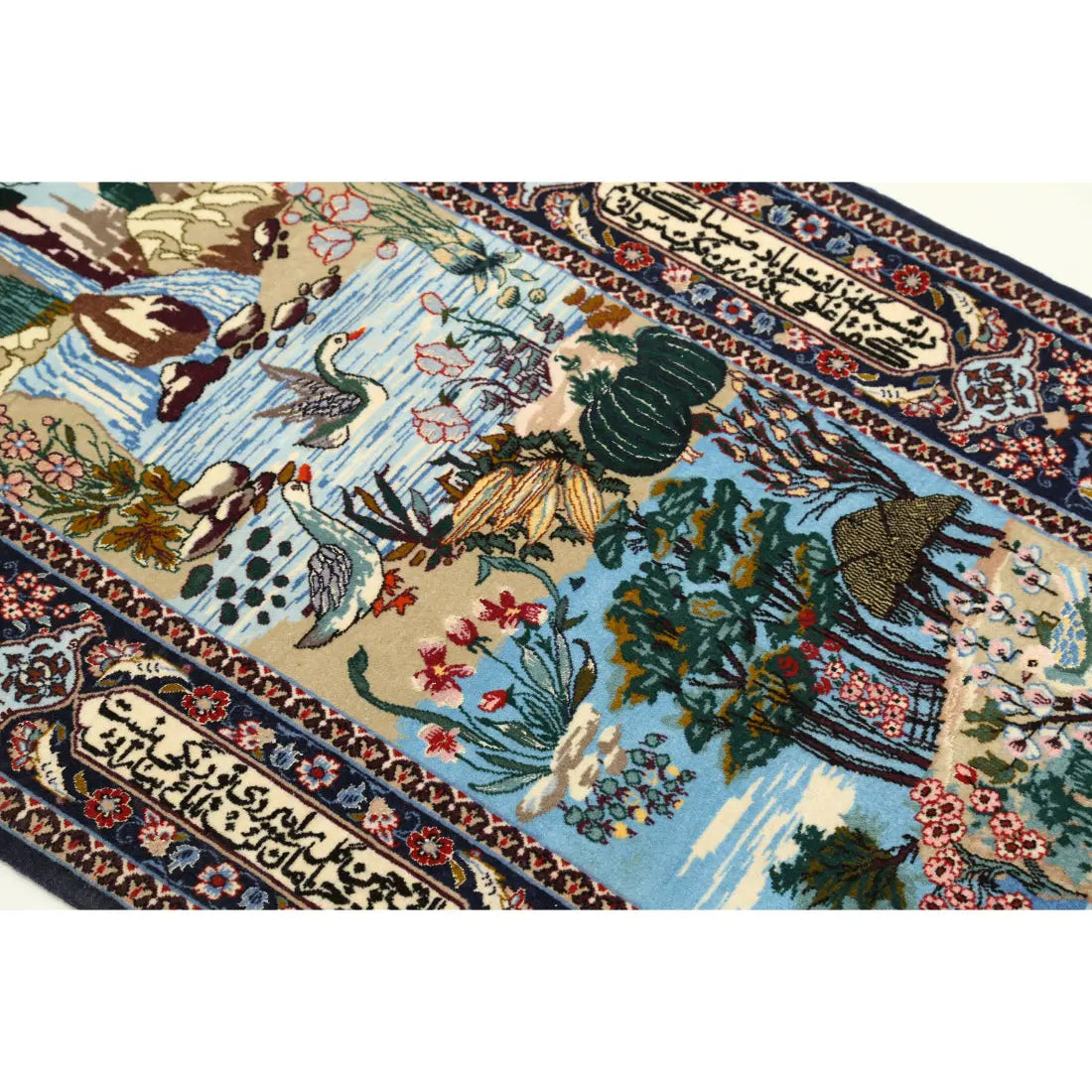 Alfombra persa de lana y seda de Isfahán, obra maestra antigua anudada a mano - 2'5'' x 11'3''