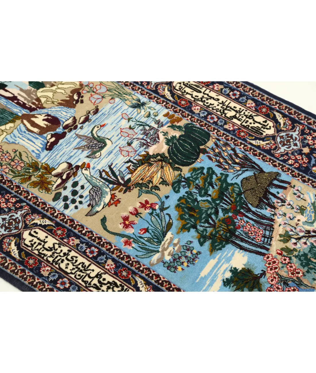 Alfombra persa de lana y seda de Isfahán, obra maestra antigua anudada a mano - 2'5'' x 11'3''