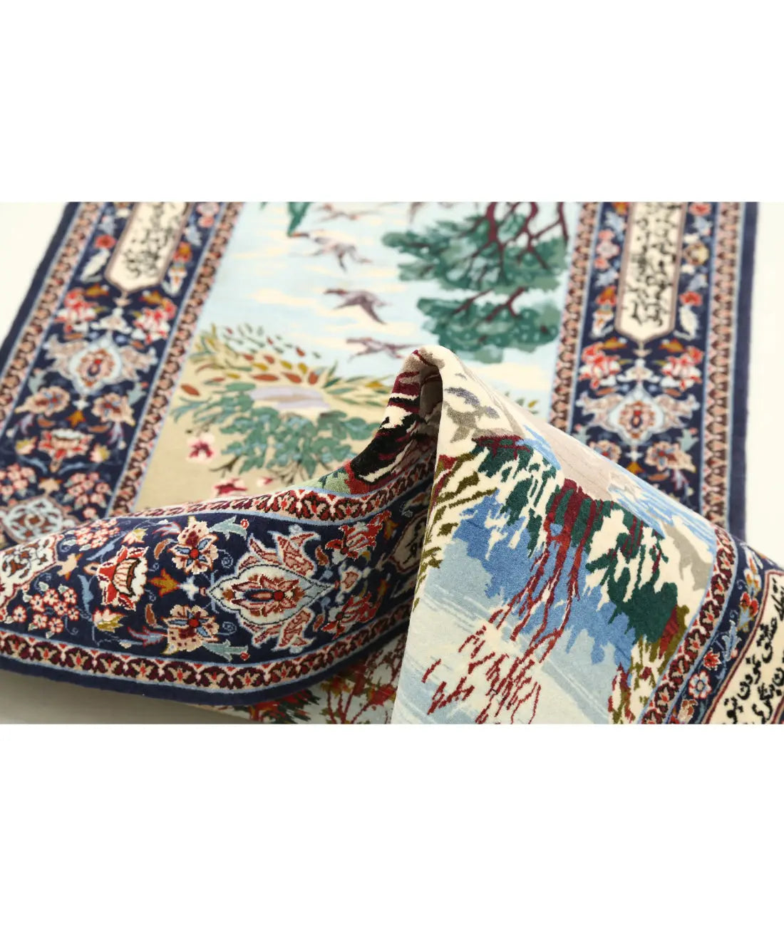 Hand Knotted Antique Masterpiece Persian Isfahan Wool & Silk Rug - 2'5'' x 11'3'' - Arteverk Rugs Area rug