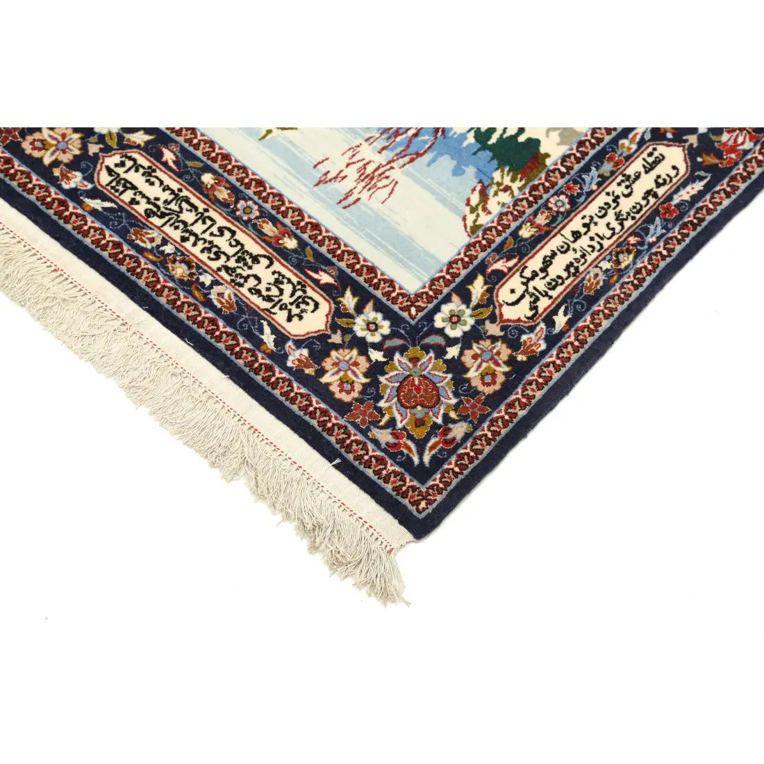 Alfombra persa de lana y seda de Isfahán, obra maestra antigua anudada a mano - 2'5'' x 11'3''