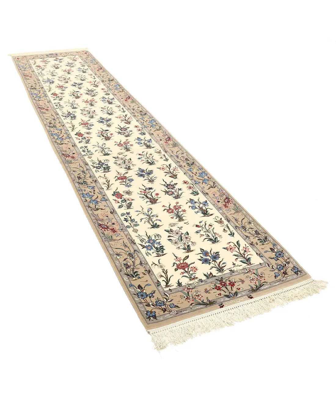 Hand Knotted Antique Masterpiece Persian Isfahan Wool & Silk Rug - 2'9'' x 11'7'' - Arteverk Rugs Area rug