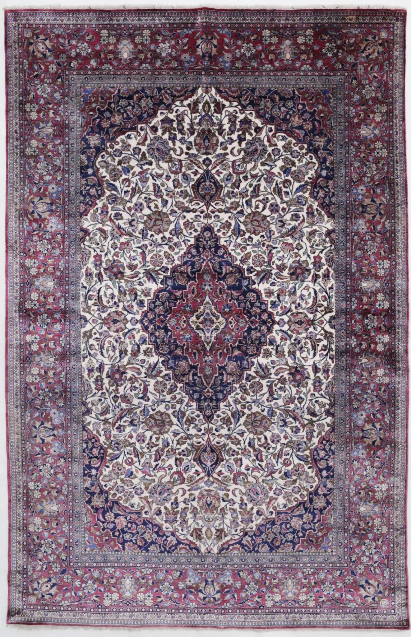 Hand Knotted Antique Masterpiece Oriental Kashan Fine Silk Rug - 4'3'' x 6'8''