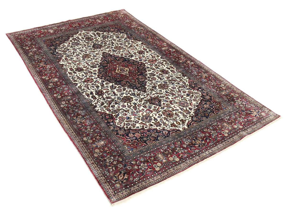 Hand Knotted Antique Masterpiece Persian Kashan Fine Silk Rug - 4'3'' x 6'8'' - Arteverk Rugs Area rug