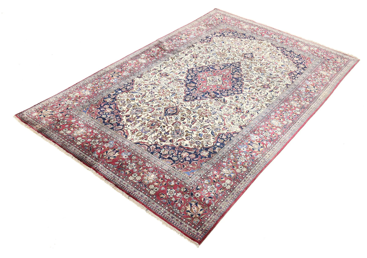 Hand Knotted Antique Masterpiece Persian Kashan Fine Silk Rug - 4'3'' x 6'8'' - Arteverk Rugs Area rug
